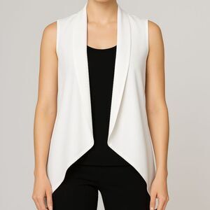 NWT Wax Couture White Open Front Cardigan Vest see measurements